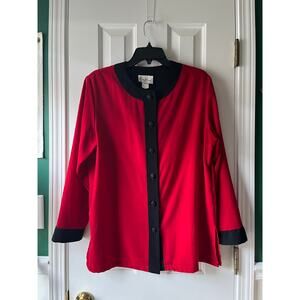 Ruth Norman Red Button Up Top Size Medium